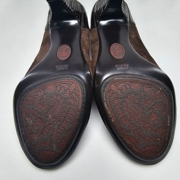 Sofft Florence Mary Jane Closed Toe Pumps Suede Patent Leather Brown Women's 8.5 - Picture 6 of 10